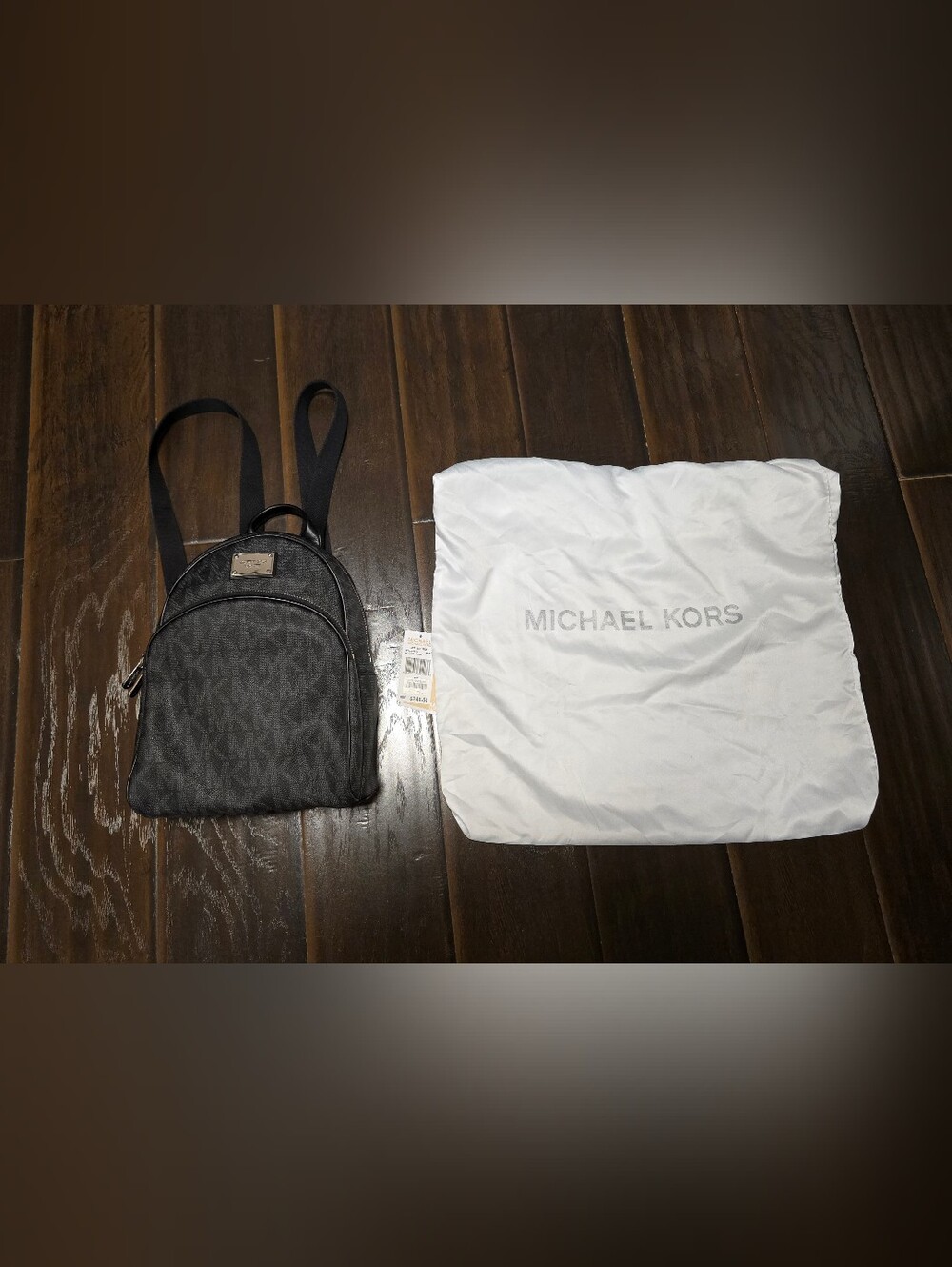 Michael Kors Signature Monogram Backpack with Dust Bag and tags black purse bag